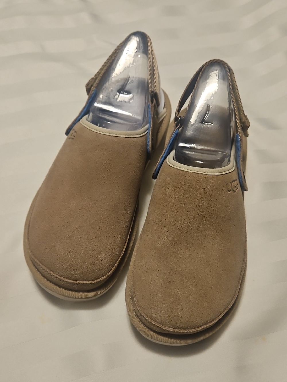 UGG Women's Beige Suede Slip-On Clog Mules